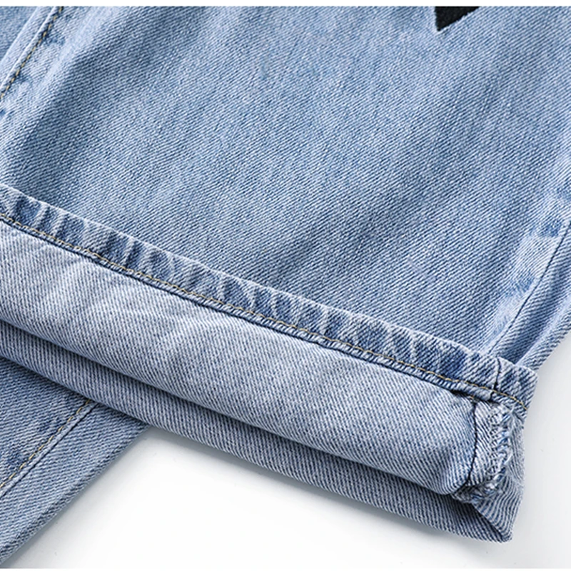 

S-2XL Love embroidery Jeans High Waist Straight Denim Trousers 2021 Summer Loose Casual Wide Leg Pants Women Fashion Streetwear