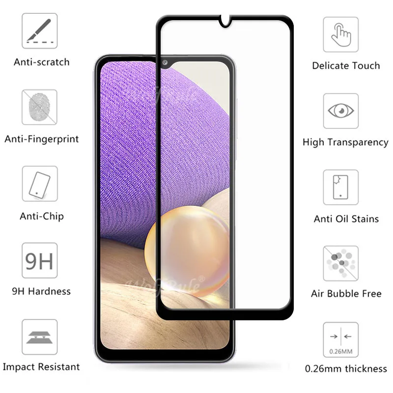 Protector de pantalla de cristal 4 en 1 para Samsung Galaxy A32, cristal Protector de pantalla para tel&eacute;fono Samsung A32 5G-1