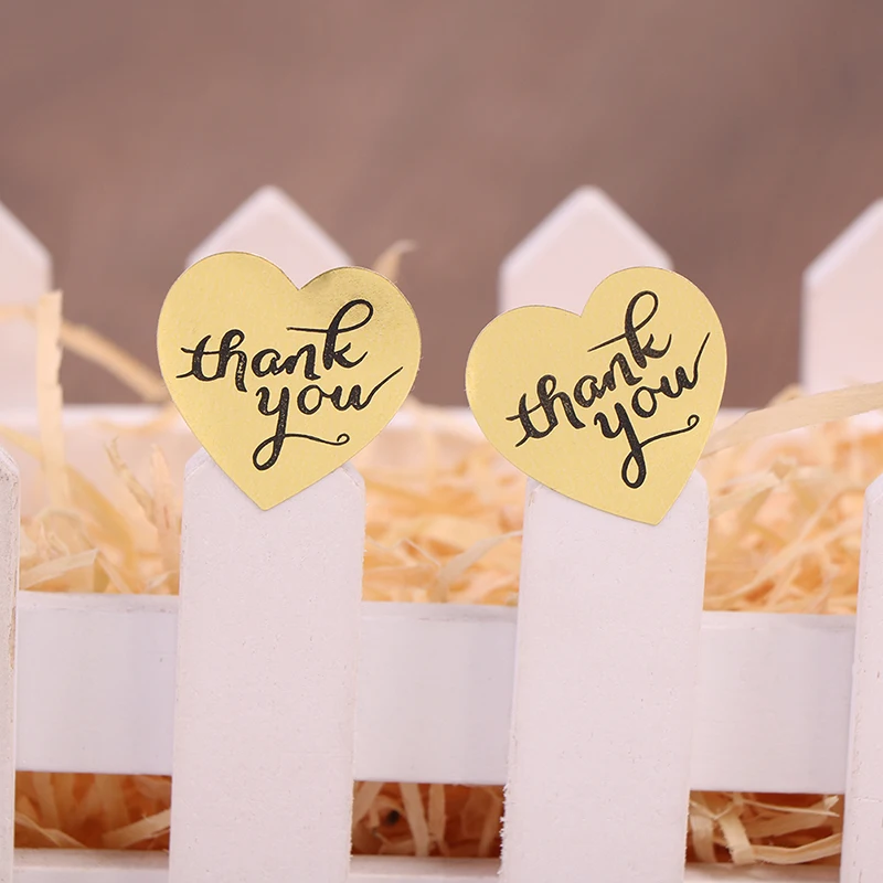 

500pcs/roll Scrapbooking Kawaii Cake Biscuit Heart THANK YOU Stickers Adhesive Sticker Stationery Baking Sealing Labels Gift Box