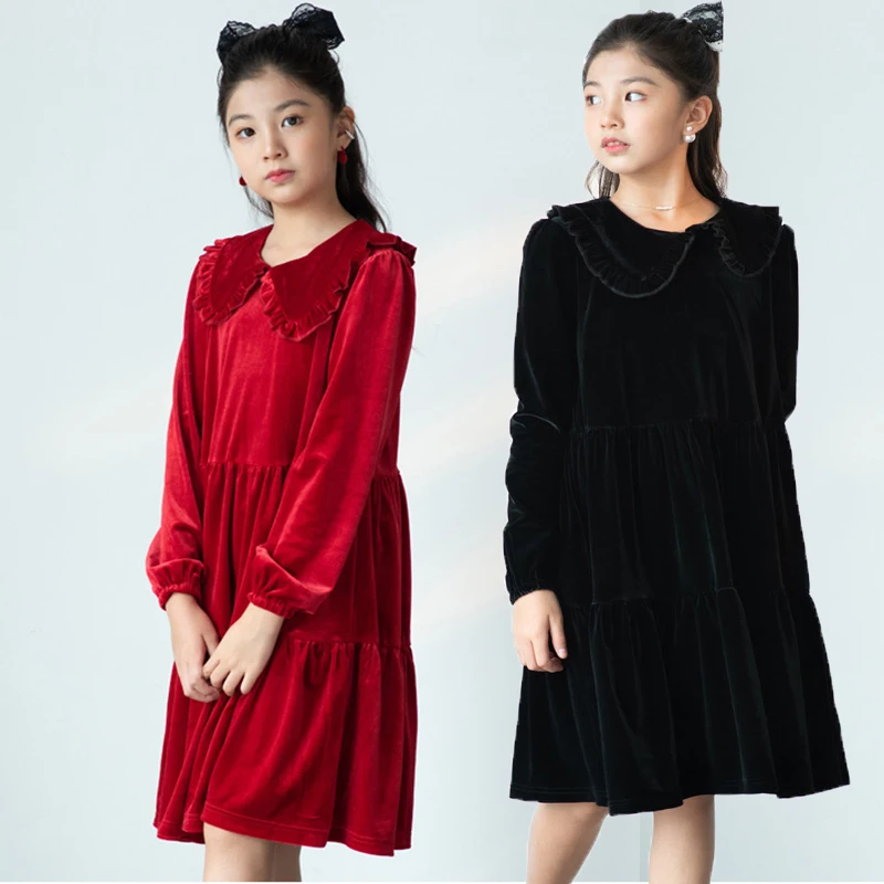 Вельветовое платье для девочек осенне-зимнее детское подростков 2021 | Детская