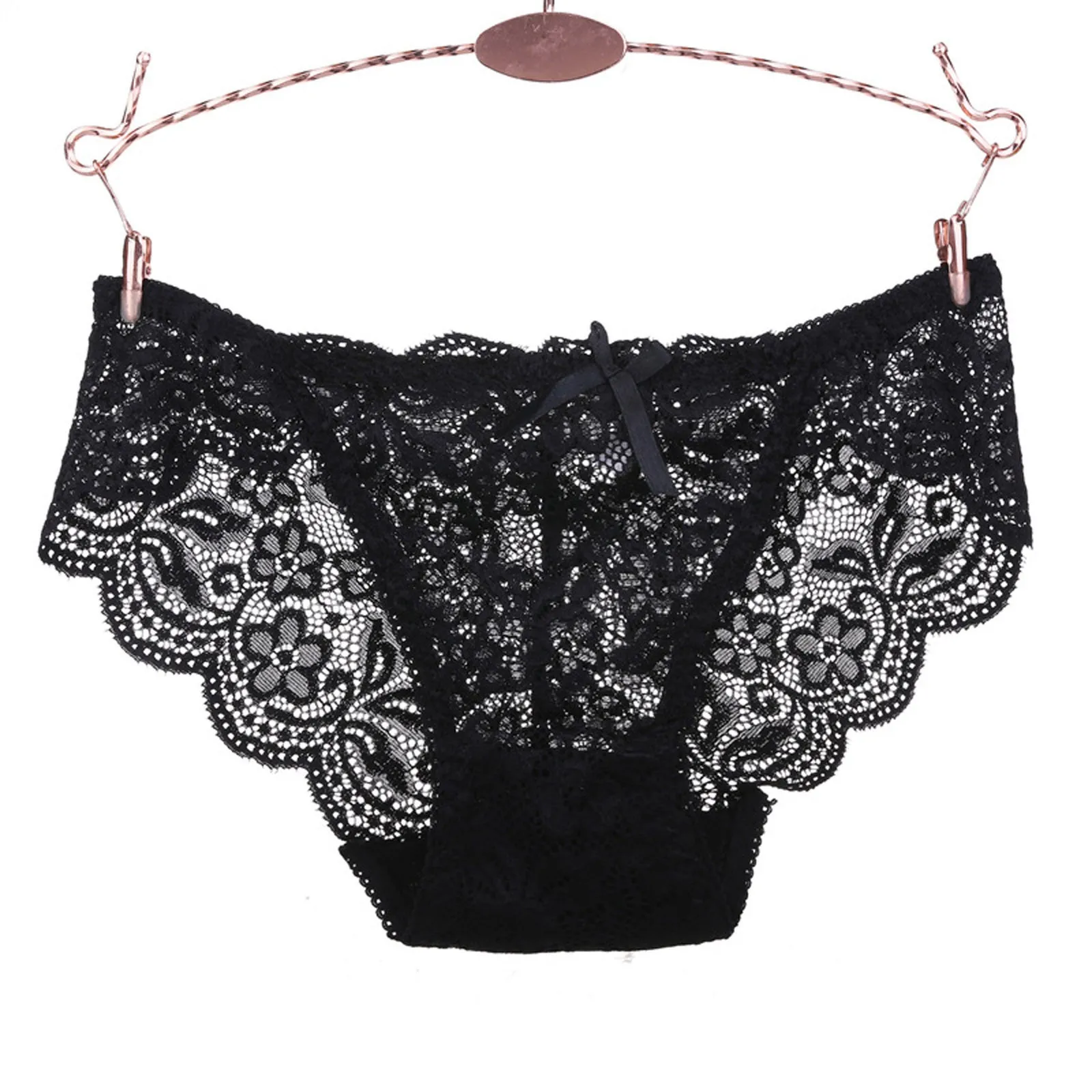 

Women Sexy Lingerie Bownot Lace Panties High Waist Briefs Thong Flower G-string Exotic Intimates Solid Color Underpants