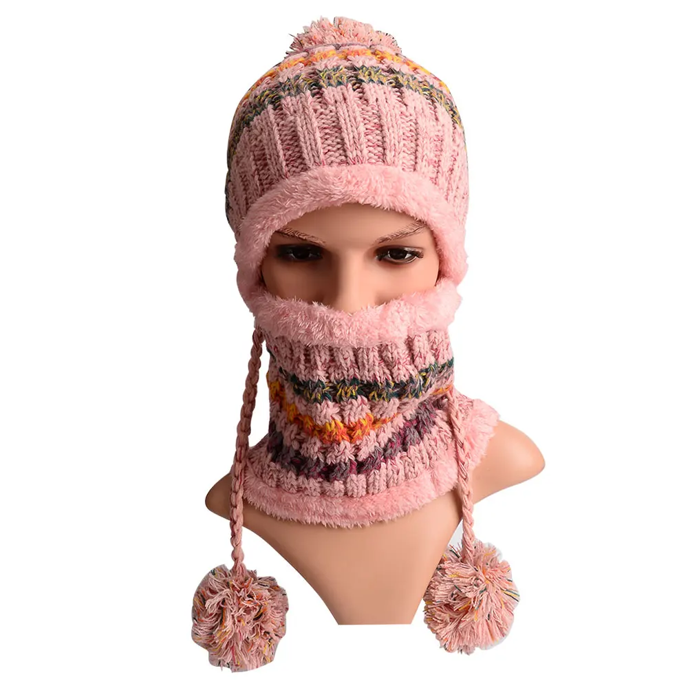Maylisacc Женская зимняя обувь теплая вязаная шапка с шарфом кольцо Модные для Для