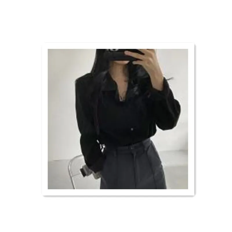 

Women's Lapel twill corduroy shirt