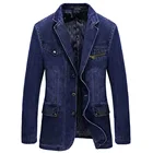 Брендовый мужской Джинсовый блейзер, мужская куртка, пальто, осень-весна, облегающий плотный хлопковый повседневный костюм, куртки, пальто, Мужской Блейзер, 3XL BG805