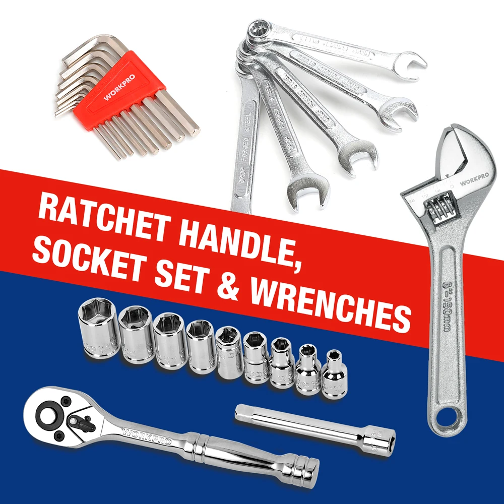 WORKPRO 160 шт. Набор инструментов ручной инструмент для ежедневного Применение