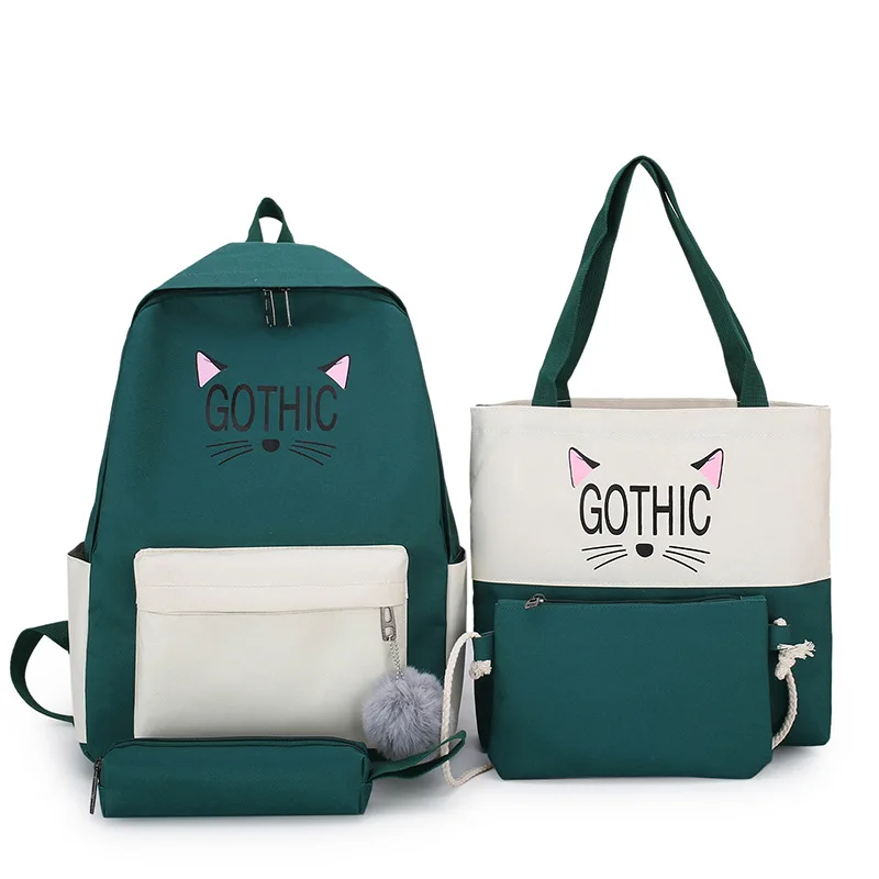 

4 Psc Set High School Bags for Teenage Girls school backpack Travel Backpack laptop Bookbags Student Schoolbag Bolsas Escolar