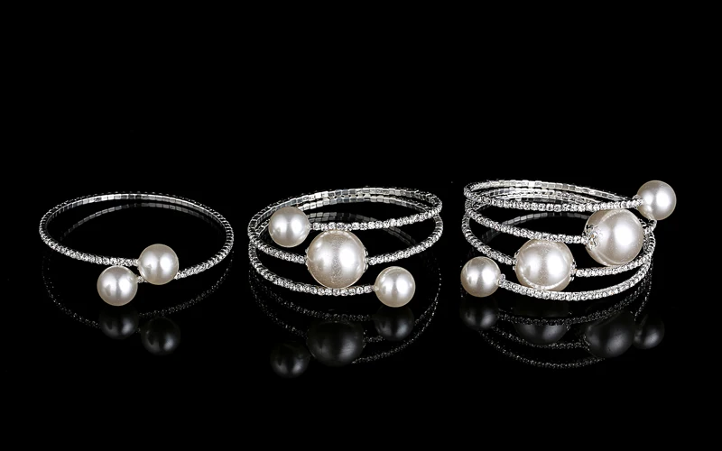 Стрейчевый браслет с искусственным жемчугом 3 ряда оптовая/розничная продажа