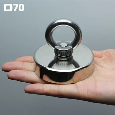 D70 (pull max 100KG) 1 шт./партия, сильное магнитное железо, речная рыбалка, приспособление для ловли рыбы, высокопрочный магнит, Круглый Мощный магнит - Цвет: D70 (pull max 100KG)