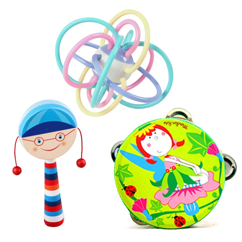 

Interactive Toys for Babies Baby Toddler Educational Plastic Rattles Ball Handbells 0-12 Months Teether Geometric Toy BB50YL