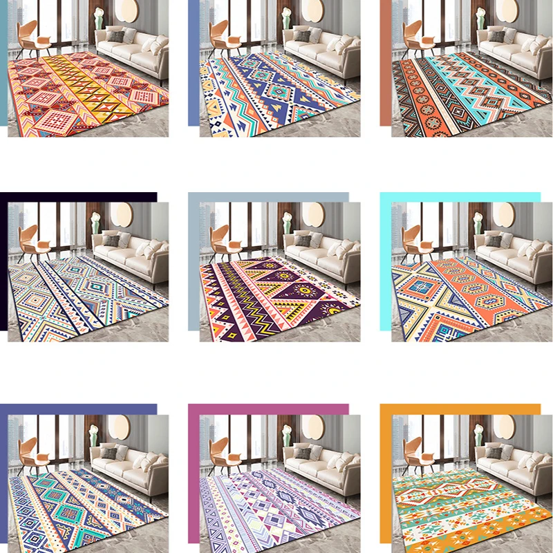 

European Style Carpet Living Room Rug Bedroom room Carpets Tatami Children Crawling Rugs Morocco Printing Non-Slip Door Mat