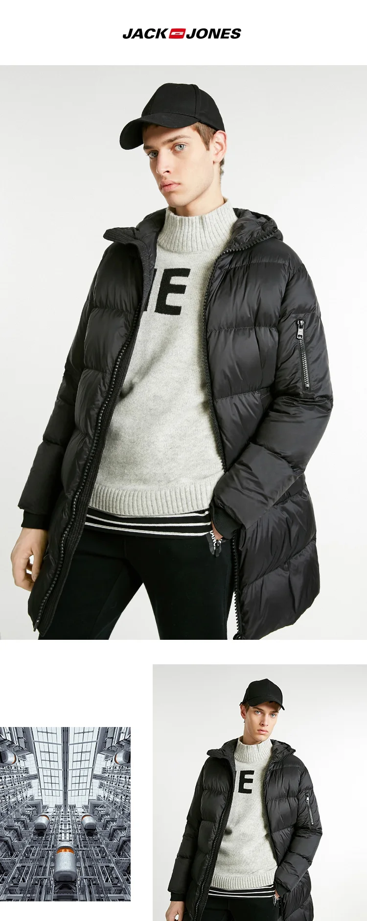 JackJones мужской зимний длинный пуховик с капюшоном, парка, пальто, мужская одежда 218312537