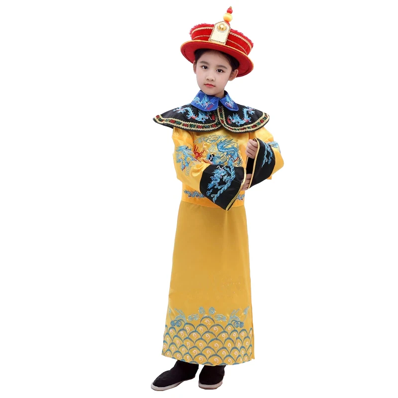 Китайский Детский костюм с шляпой традиционный национальный ханьфу для