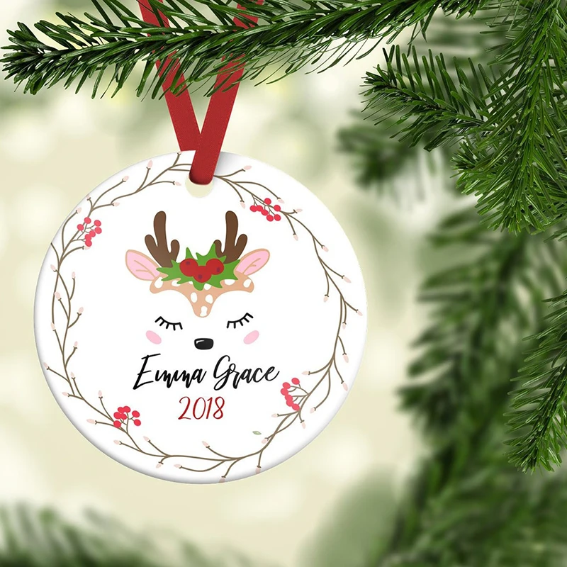 

Girls Christmas Ornament, Personalized Ceramic Ornament For Girl, Baby Girl Ornament, Christmas Ornament For Grandchild