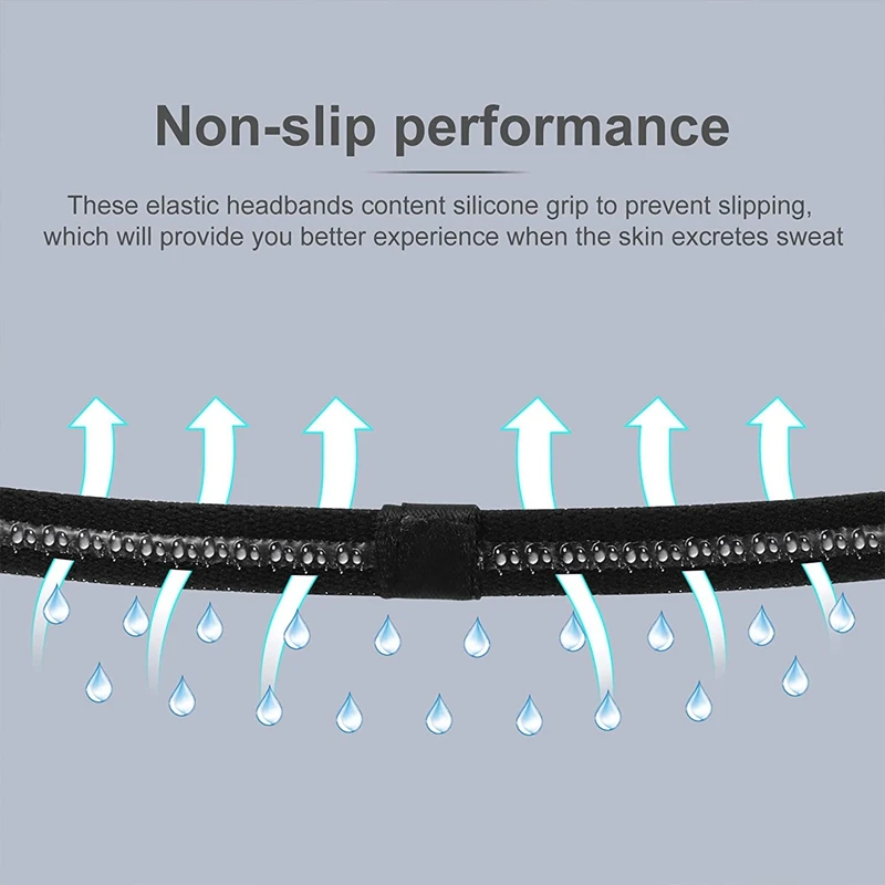 4 Pieces Thick Non-Slip Elastic Sport Headbands Hair Headbands,Exercise Hair and Sweatbands for Women and Men images - 6