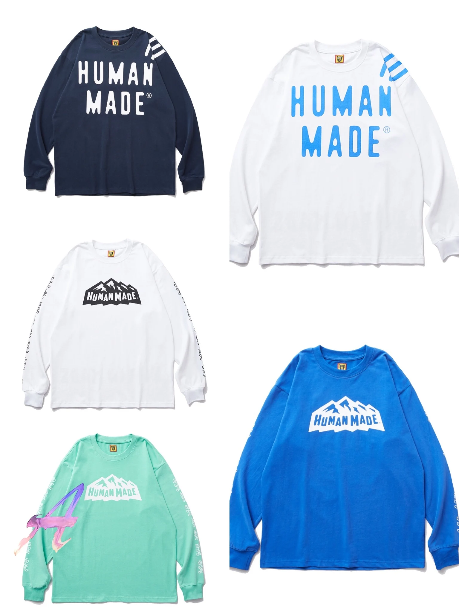 

HUMAN MADE Sweatshirts Cotton Loose Snow Mountain Polar Bear Sweatshirts Human Made Japanese Retro Casual Pullver