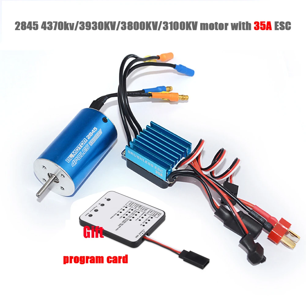RC мотор 2845 4370/3930/3800/3100KV Бесщеточный мотор 35A ESC Программная карта для аксессуаров игрушек на автомобили RC масштаба 1/14 1/16 1/18.
