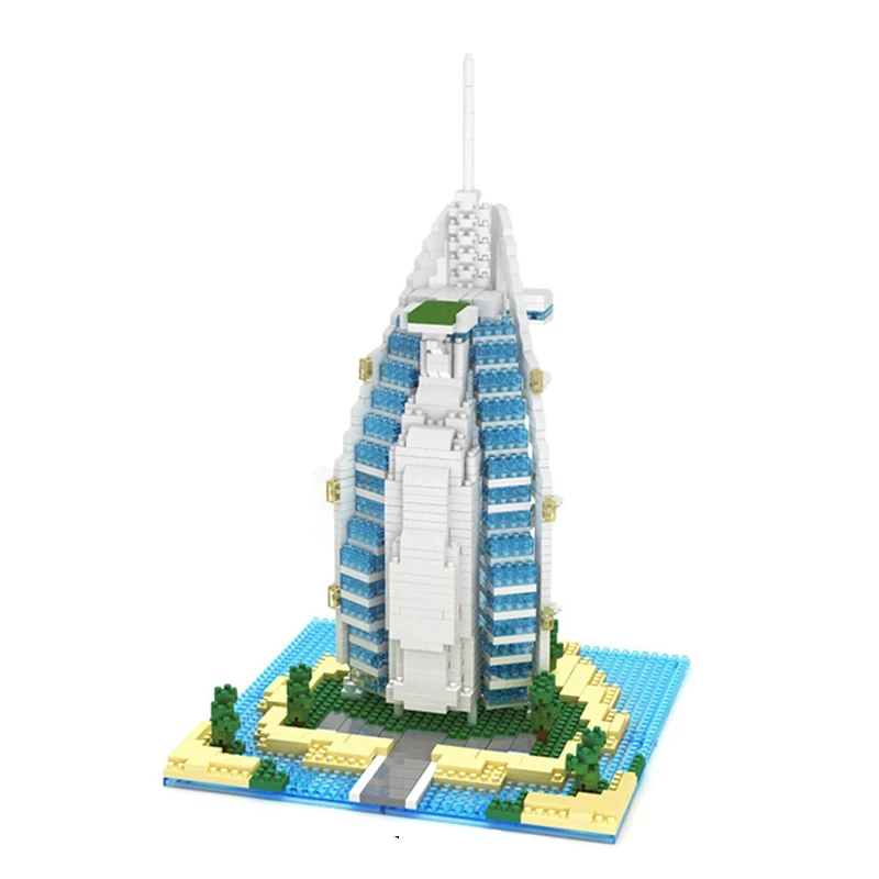 

YZ 052 World Famous Architecture Burj Al Arab Hotel 3D Model DIY Mini Diamond Blocks Bricks Building Toy for Children no Box