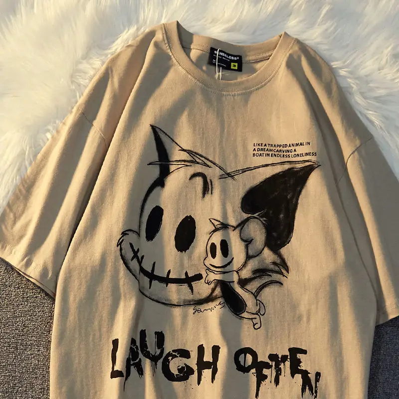 

Summer cartoon printed short sleeve T-shirt for men and women