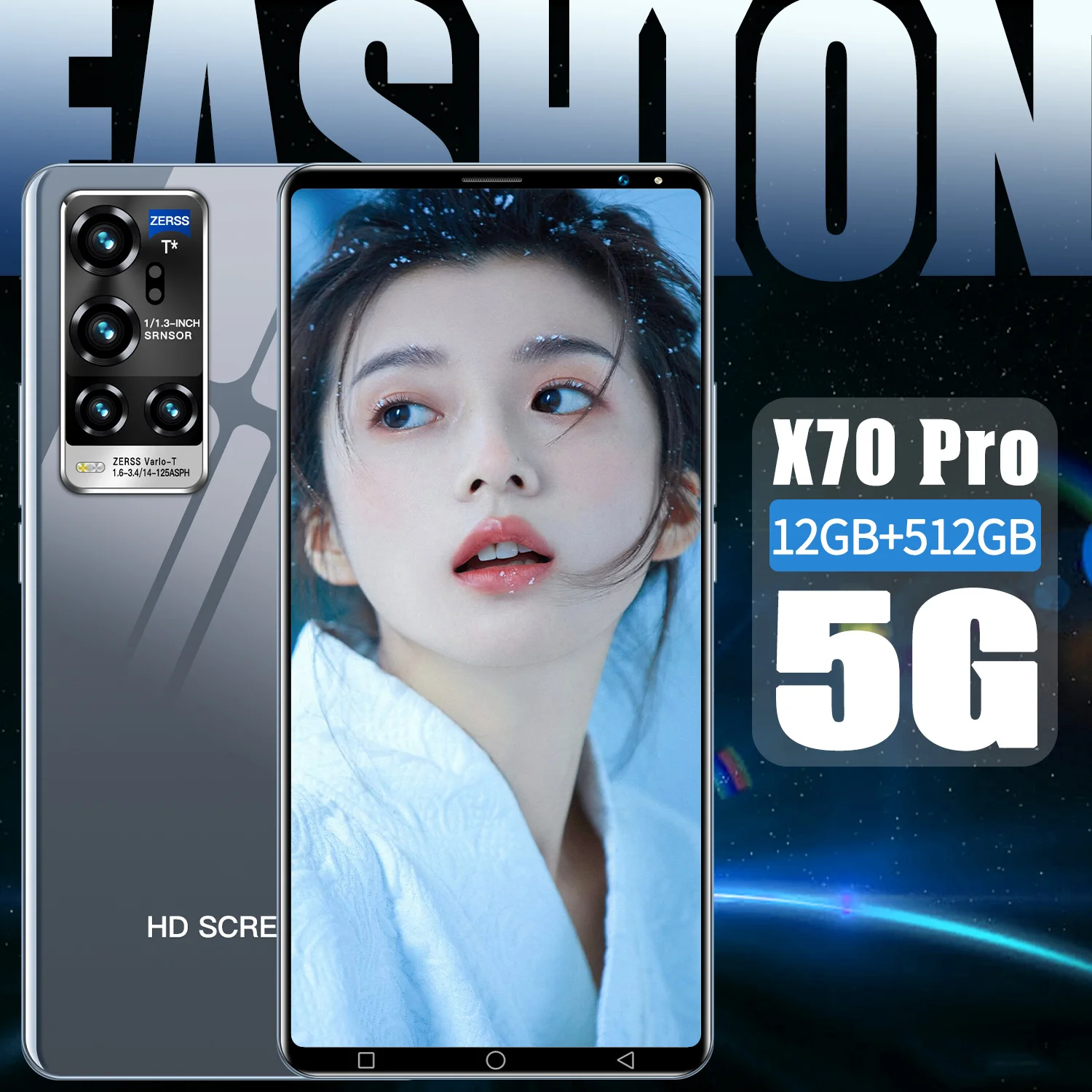 

X70Pro Smartphone Android Cell Phone 5G 8+128GB MTK6595 Deca Core 24+48MP Unlocked Cell Phones Global Version Featured Phone