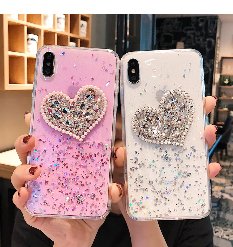 Роскошный модный милый блестящий чехол с кристаллами для Iphone 12 Mini 11 Pro XS Max XR X 8 7 6 6S