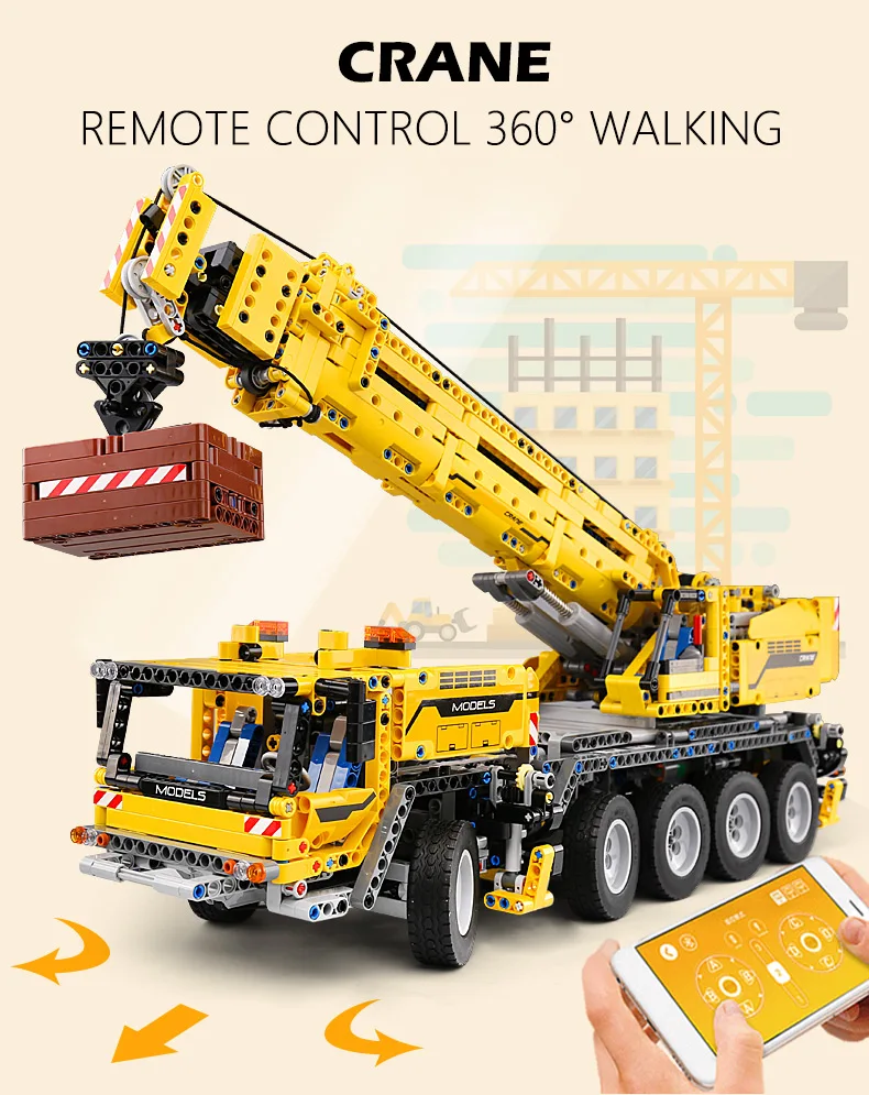 Technic series 42009 мощность двигателя передвижной подъемный кран Mk II модель автомобиля строительные блоки кирпичи 20004 игрушка детский Рождественский подарок