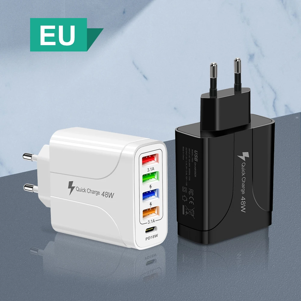 Зарядное устройство pd18w 5 в 1 с 4usb-портами и поддержкой быстрой зарядки - купить по