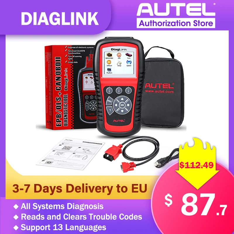 

AUTEL MaxiDiag Diaglink OBD2 Scanner All System Car Diagnostic Tool OBD 2 Code Reader EPB Oil Reset PK MD805 MD802