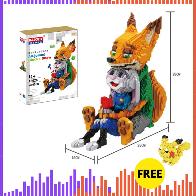 

Balody Mini Blocks Cartoon Micro Building block Toy Cute Rabbit Nick Fox Model bricks children DIY educational assembly cartoon
