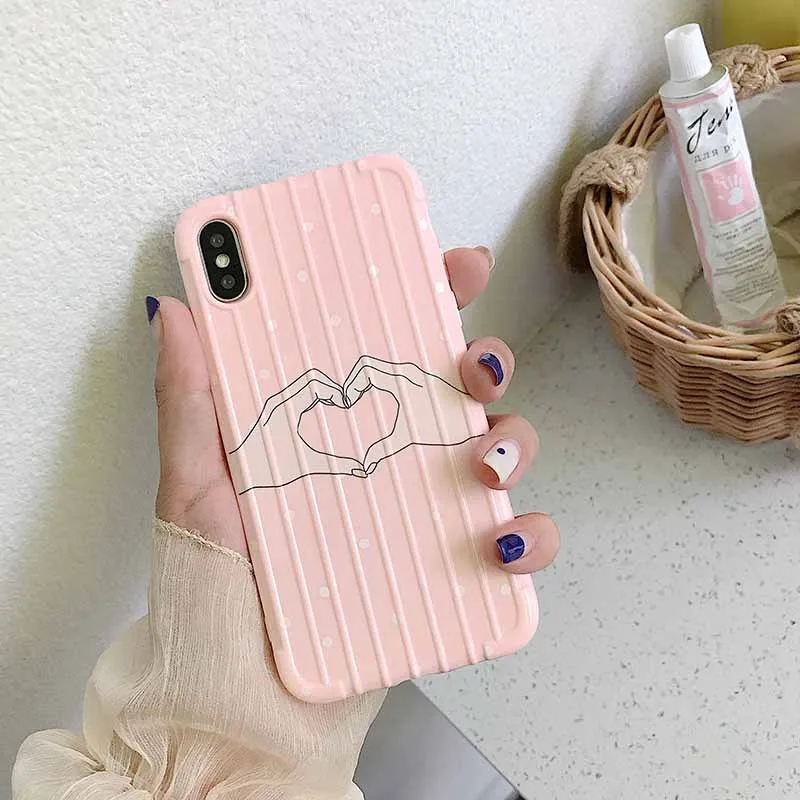 For iphone 6 6s 7 8 plus XR X XS Max Mobile Phone Cases Apple iphone7 Back Cover Cute Pink Love Heart Soft Protective Shell | Мобильные