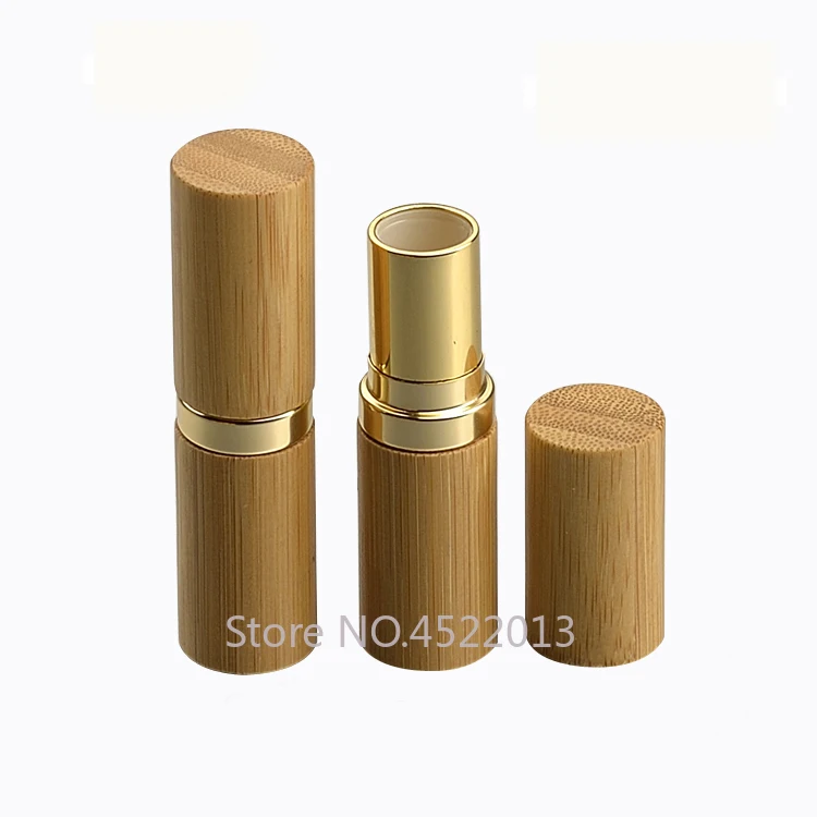 

12.1mm Natural Bamboo Lipstick Tube, Gold High GradeCosmetic Beauty Lip Balm Package, Portable Professional Lip Rouge Container