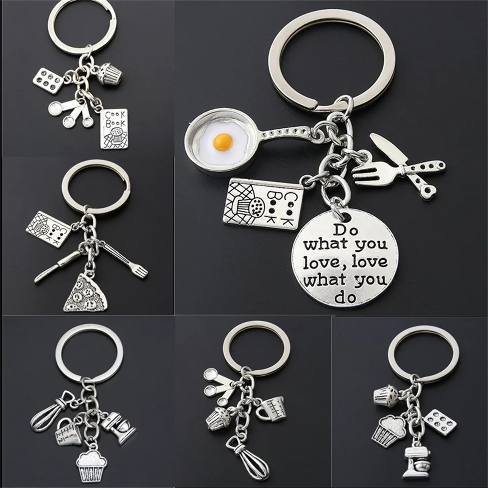 

1pc Kawaii Silver Metal Keychain Spoon Chopsticks Accessories Korea Stationery Key Ring Cute Gift Office Supplies