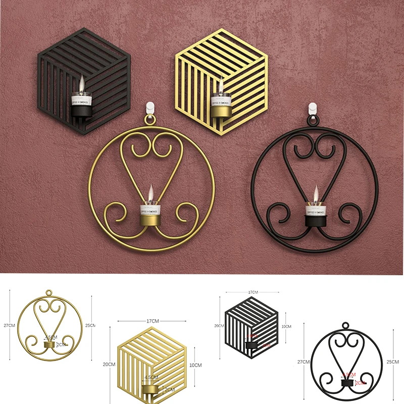 

Modern European Retro Wrought Iron Wall-Mounted Candle Holders For Dinning Room Stage Candlelight Dinner Props Decoration