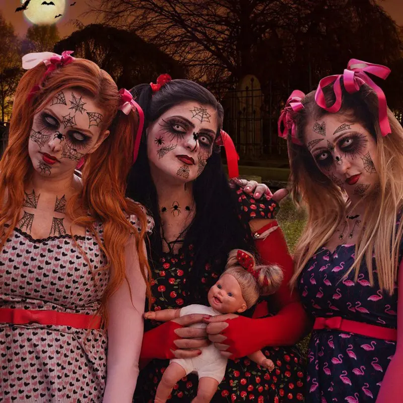 Костюм на Хэллоуин косплей татуировка наклейка лицо паука временная паутина