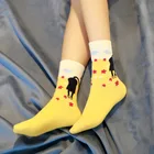 Милые разноцветные носки унисекс для женщин и мужчин, желтые, зеленые, серые носки для девочек с мультяшным принтом