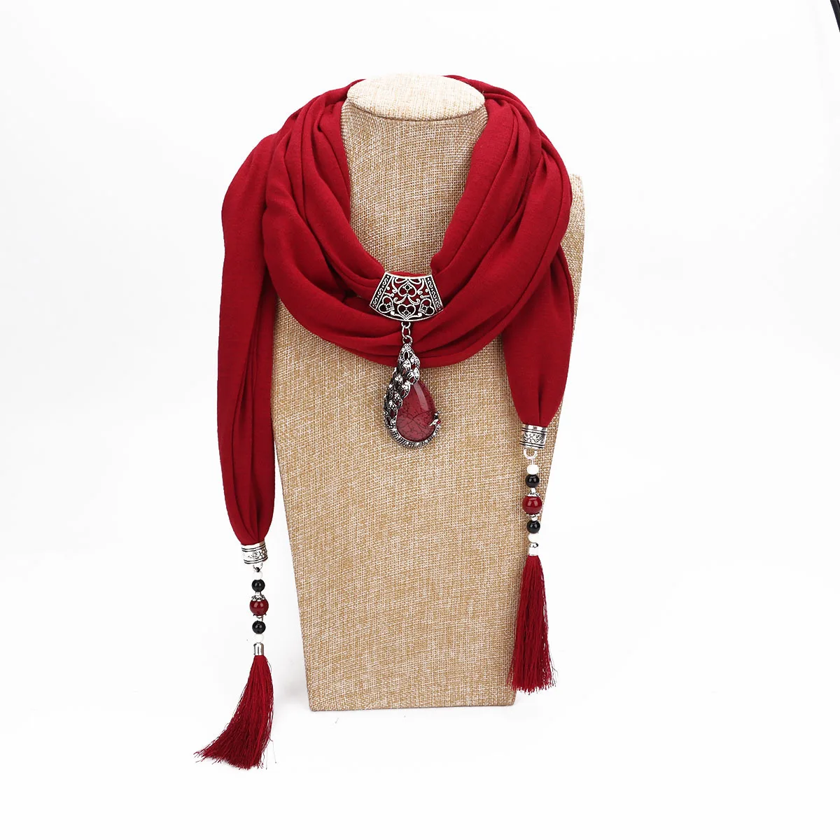 

2021 Multi-style Jewelry Statement Necklace Pendant Scarf Women Bohemia Neckerchief Foulard Femme Accessories Hijab Stores