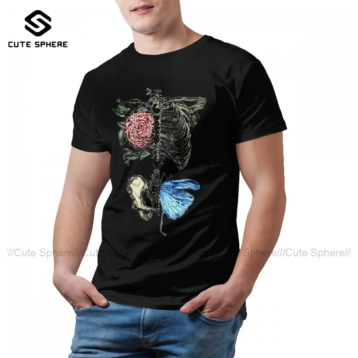 

Butterfly T Shirt Casual 100 Percent Cotton Classic T-Shirt Short Sleeves Print Tee Shirt Oversized Mens