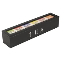 wooden coffe and tea box organizer with lid coffee tea bag storage holder organizer for kitchen cabinets