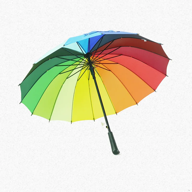 

16 bone rainbow umbrella long handle automatic rain umbrella parasol umbrella sombrillas para lluvia y sol