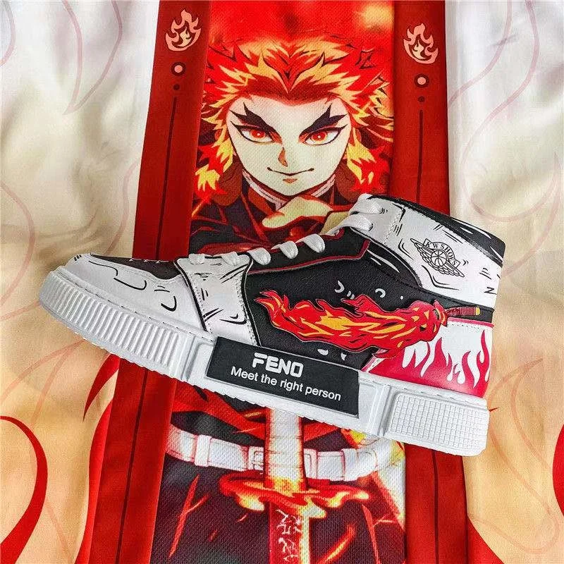 

2021 Autumn New Man Women Canvas Casual Shoes Demon Slayer Tanjirou Nezuko Agatsuma Inosuke Anime Print High Top Board Shoes