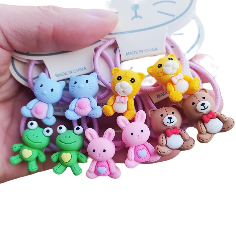

2PCS Cartoon Tiger Frog Kids Cute Elastic Hair Bands Children Hair Ties Girls Hair Accessories Baby Headdress