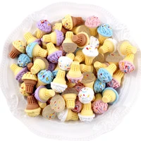 10 50pcs simulated ice cream cone decor scrapbook diy craft embellished kids hair accessories phone shell patch arts food toy