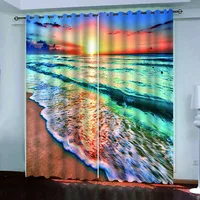 Custom 3D curtains Beach landscape at sunset blackout Curtain for Living Room Bedroom Decorative Curtains Drapes