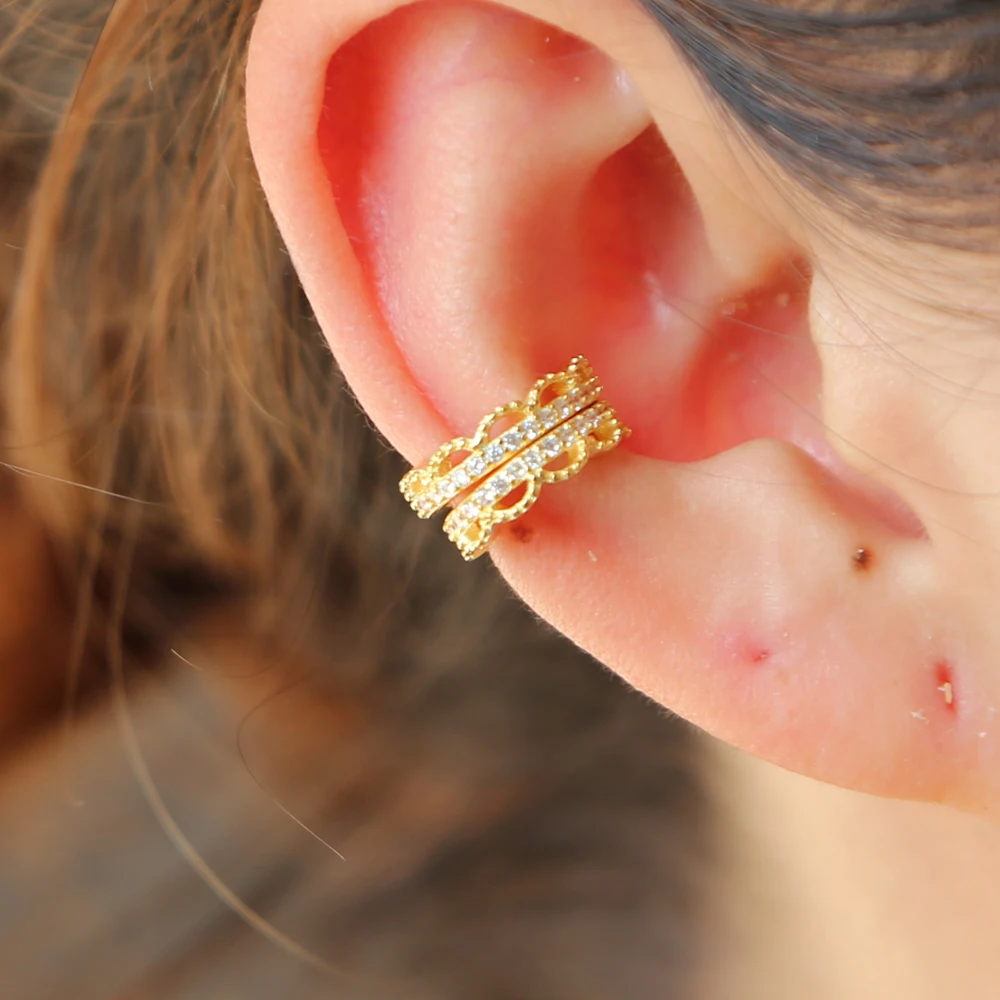 1 шт. золотой цвет проложить чистый фианит 100% Стерлинговое Серебро 925 пробы клипса