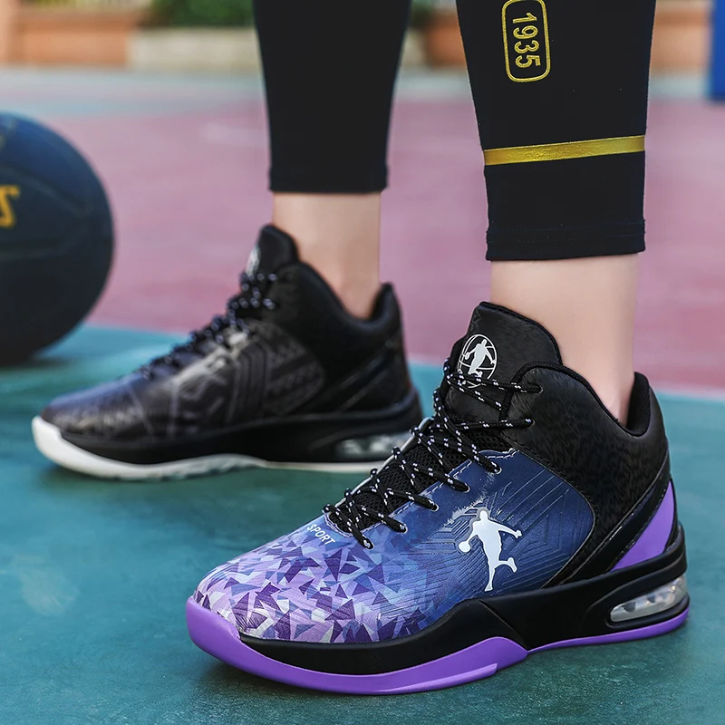 black purple Basket Homme Men Basketball Shoes Sneakers Women Ultra Boost Sport Shoes Boys Girls Fitness Trainers Plus Size 36-45 - Цвет: black purple