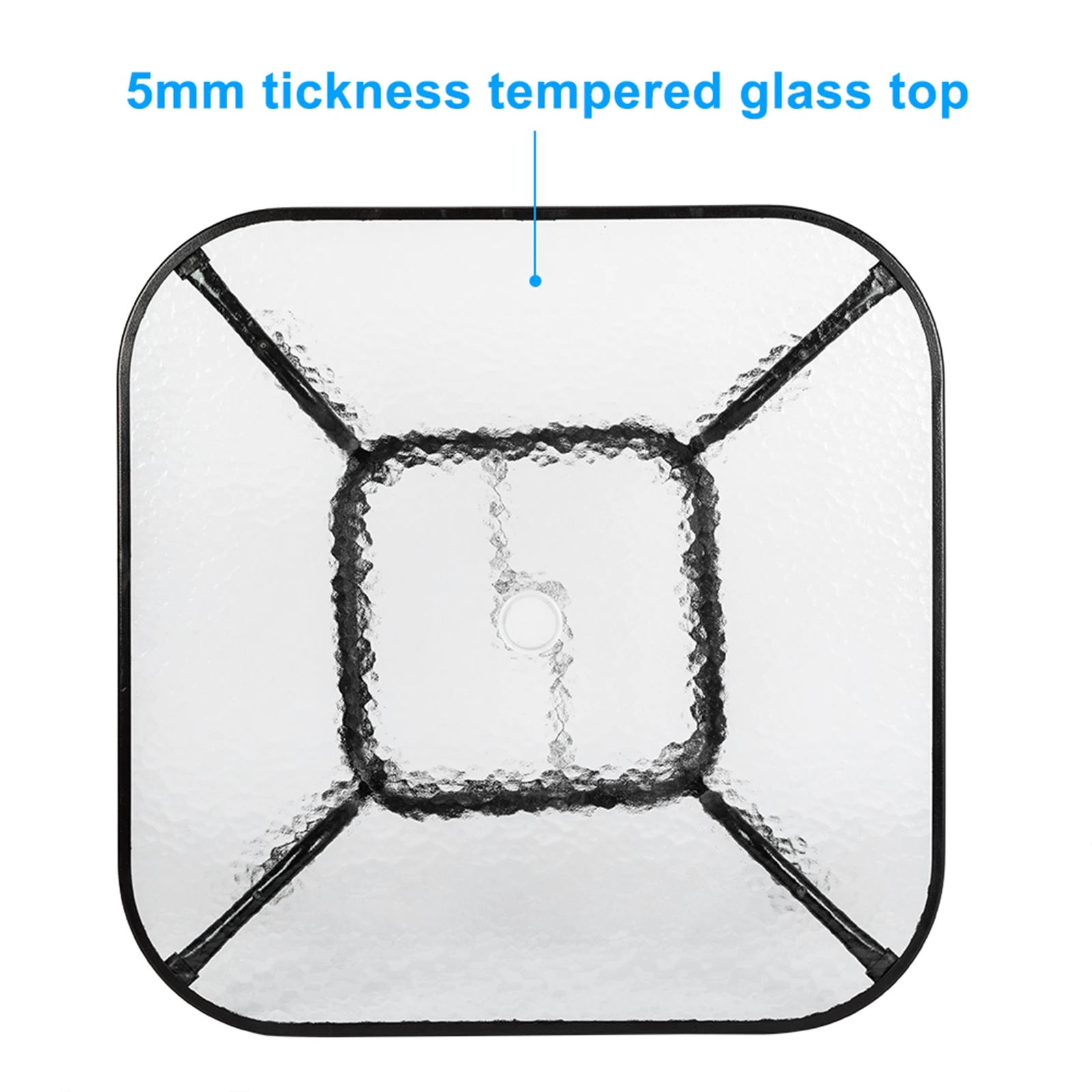 

BUYTOO Outdoor Dining Table Square Toughened Glass Table Yard Garden Glass Table