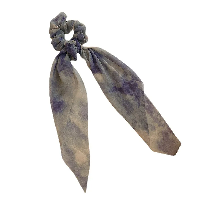 

Ink Painting Hair Ribbon For Women Fashion Silk Rubber Band Hair Bands Bow Ponytail Holders Hairband Girl Dual Purpose Scrunchie
