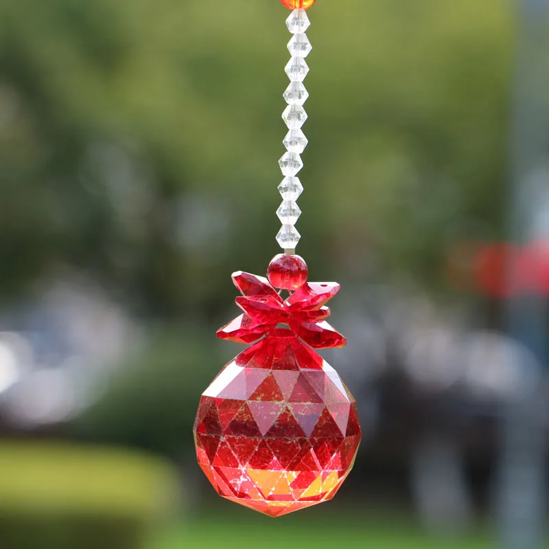 1 шт. красная люстра Хрустальный Ловец Солнца шар призма кулон Радужный