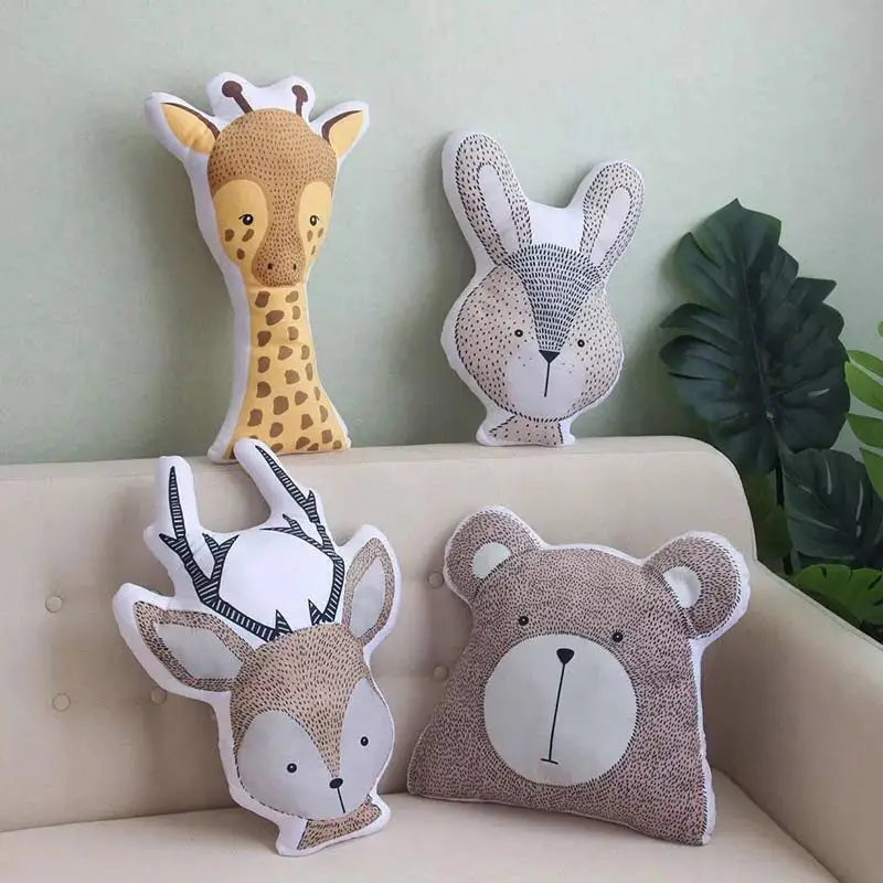 

INS Nordic Cute Animals Plush Toys Bear Deer Fox Sofa Pillow/Cushion Kids Girl Room Decor Nursery Girl Room Baby Birthday Gifts