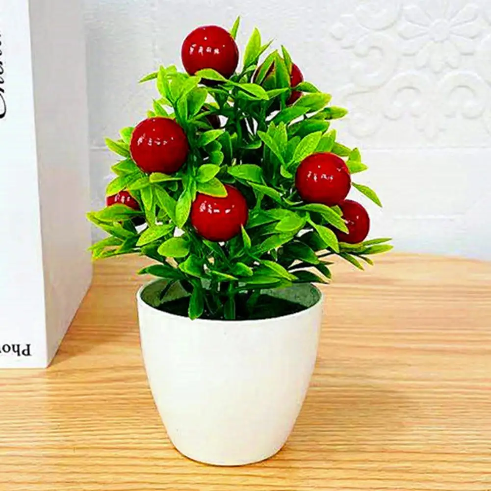 Stunning Decorative Simulation Poted Plants Plastic Simulated Bonsai Mini Orange Pomegranate Tree for Parterre | Дом и сад