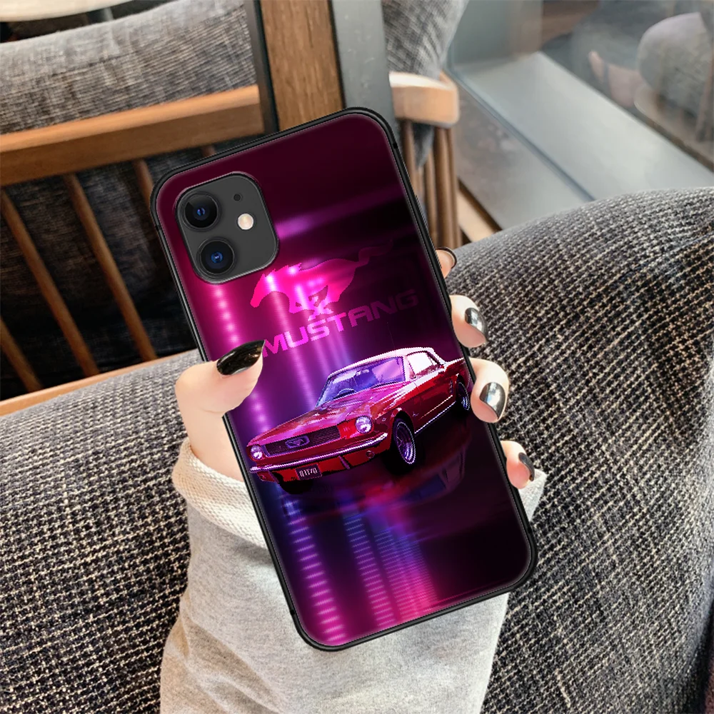 

mustang Sports car Phone Case Cover Hull For iphone 5 5s se 2020 6 6s 7 8 12 mini plus X XS XR 11 PRO MAX black Funda Trend Etui